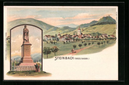 Lithographie Steinbach, Ortsansicht Mit Erwin-Denkmal  - Autres & Non Classés