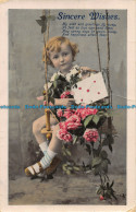 R164113 Greetings. Sincere Wishes. Girl With Roses - Monde