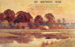 R165325 Greetings. My Birthday Wish. Lake And Houses - Monde