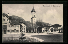 AK Garmisch, Marktplatz Mit Kirche  - Autres & Non Classés