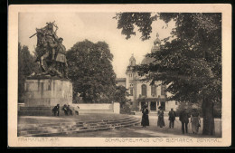 AK Frankfurt A. Main, Schauspielhaus Und Bismarck-Denkmal  - Frankfurt A. Main