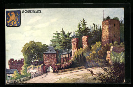 Künstler-AK Wiesbaden-Sonnenberg (westl. Taunus), Burg Mit Wappen  - Wiesbaden