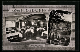 AK Monschau /Eifel, Ortsansicht Und Gaststube Im Hotel Flosdorff  - Monschau