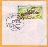 2024 Moldova  Europa 2024. Underwater Flora And Fauna, Crayfish  1v Used, Envelope Clipping - 2024