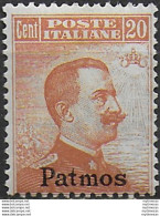 1921-22 Egeo Patmo 20c. Arancio MNH Sassone N.11 - Zonder Classificatie