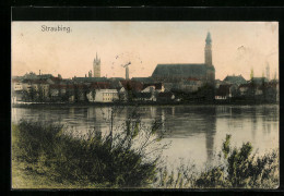 AK Straubing, Ortsansicht über Die Donau  - Straubing
