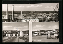 AK Altbach Am Neckar, Gesamtansicht, Hochhäuser, Schule Und Hallenbad  - Autres & Non Classés