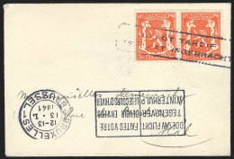 Envel Carte De Visite Affr N°419 X2 Annulés Par Encad Bil DEPOT TARDIF De BRUXELLES/1941 Pour Hal - 1935-1949 Kleines Staatssiegel