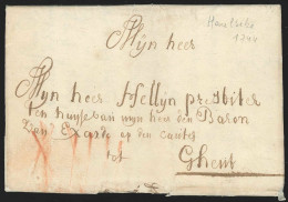 L Datée D'Harelbeke 1744 Pour Ghent Avec Port XXIII à La Craie Rouge  - 1714-1794 (Oostenrijkse Nederlanden)