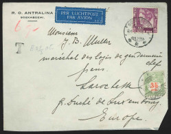 Indes Néerlandaises L Affr 20c De SOEKABOEMI/1936 + T Pour Larochette (Luxembourg) Taxée TTx 35c - Netherlands Indies
