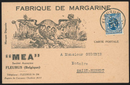 Carte Publicitaire Margarine MEA Affr. N°285 Càad FLEURUS/1934 Pour SAINT-HUBERT - Brieven En Documenten