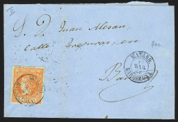 Espagne - L. Affr 4 Quartos Orange Càd BARCELONA/1862 Pour EV - Storia Postale