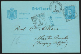 Indes Néerlandaises - EP 5c Bleu Càd Cercle Carré WELTEVREDEN 1893 + Griffe Bleue "DEPOK" Pour Càd MEESTER-CORNELIS - Nederlands-Indië