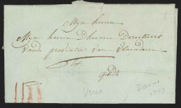 L. Datée 1779 DAMME Avec Port "IIII" à La Craie Rouge Pour GENT (verso : Marque De Messager VD) - 1714-1794 (Paesi Bassi Austriaci)