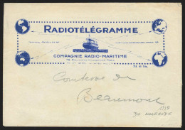 France +/- 1937 Lettre Radiotélégramme Compagnie Radio - Maritime. RR - Covers & Documents