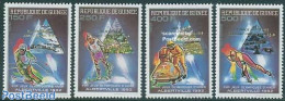 Guinea, Republic 1993 Olympic Winter Winners 4v, Gold Overprints, Mint NH, Sport - Olympic Winter Games - Skating - Sk.. - Ski