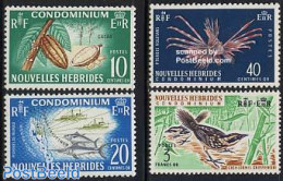 New Hebrides 1965 Definitives 4v F, Mint NH, Nature - Transport - Birds - Fish - Fishing - Fruit - Ships And Boats - Unused Stamps