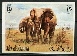 (cl 10 - P41)(lot 1)  Ras Al Khaima**  Mini Bloc (ref. Michel Au Dos) - Elephants - Ras Al-Khaima