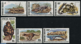 Togo 1977 Protected Animals 6v, Mint NH, Nature - Animals (others & Mixed) - Cat Family - Crocodiles - Monkeys - Repti.. - Togo (1960-...)