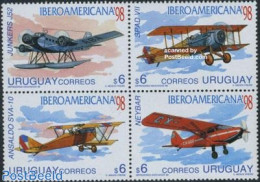 Uruguay 1998 Stamp Exposition, Planes 4v [+], Mint NH, Transport - Aircraft & Aviation - Flugzeuge