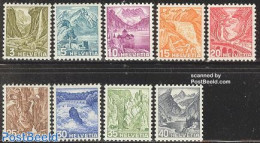 Switzerland 1936 Definitives, Landscapes 9v, Mint NH, Transport - Railways - Unused Stamps