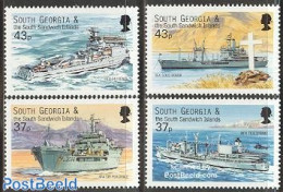 South Georgia / Falklands Dep. 2001 Ships 4v, Mint NH, Transport - Helicopters - Ships And Boats - Hélicoptères