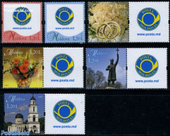 Moldova 2009 Personal Stamps 6v (2v+4v With Tabs), Mint NH, Nature - Flowers & Plants - Art - Sculpture - Skulpturen