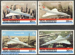 New Hebrides 1978 Concorde 4v E, Mint NH, Transport - Concorde - Aircraft & Aviation - Unused Stamps