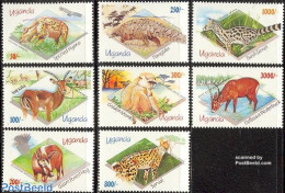 Uganda 1992 Wildlife 8v, Mint NH, Nature - Animals (others & Mixed) - Cat Family - Monkeys - Other & Unclassified