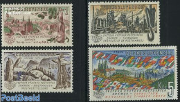 Czechoslovkia 1961 Praha Stamp Exposition 4v, Mint NH, Health - History - Nature - Food & Drink - Flags - Birds - Post - Autres & Non Classés