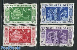 New Hebrides 1956 50 Years Co-territory 4v E, Mint NH, Transport - Various - Ships And Boats - Maps - Neufs