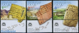 Israel 2008 Old Letters 3v, Mint NH, History - Archaeology - Art - Handwriting And Autographs - Ongebruikt (met Tabs)