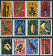 New Hebrides 1972 Definitives 12v F, Mint NH, Nature - Birds - Parrots - Shells & Crustaceans - Art - Art & Antique Ob.. - Unused Stamps