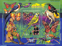 Guinea, Republic 1993 Death Of Lord Baden Powell S/s, Silver Overprint, Mint NH, Nature - Sport - Birds - Butterflies .. - Autres & Non Classés