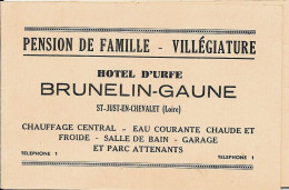 Dépliant Commercial  PENSION DE FAMILLE - VILLÉGIATURE - HOTEL D'URFÉ BRUNELIN-GAUNE- ST JUST EN CHEVALET - Alimentare