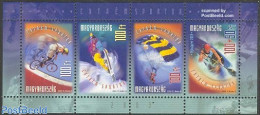 Hungary 2003 Sports 4v M/s, Mint NH, Sport - Cycling - Fun Sports - Kayaks & Rowing - Parachuting - Skiing - Sport (ot.. - Unused Stamps
