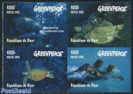 Niger 1998 Greenpeace, Turtles 4v [+], Mint NH, Nature - Greenpeace - Reptiles - Turtles - Protection De L'environnement & Climat