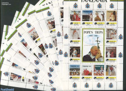 Tanzania 1992 Popes Visit 10x12v In M/ss, Mint NH, Religion - Churches, Temples, Mosques, Synagogues - Pope - Religion - Kerken En Kathedralen