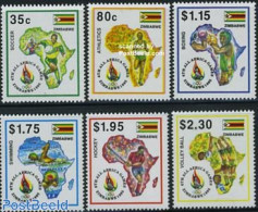 Zimbabwe 1995 African Games 6v, Mint NH, Sport - Boxing - Football - Hockey - Sport (other And Mixed) - Swimming - Vol.. - Boksen