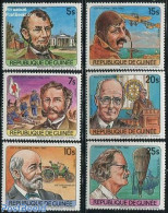 Guinea, Republic 1984 Famous Persons 6v, Mint NH, Health - History - Transport - Various - Automobiles - Aircraft & Av.. - Coches