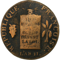 France, 2 Sols à La Balance, 1793 / AN II, Metz, Cuivre, TB, Gadoury:31 - Autres & Non Classés