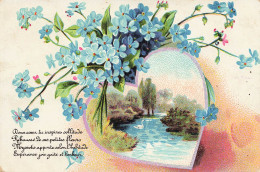 Illustration Illustrateur Fantaisie Poeme Poesie Coeur Fleurs Myosotis - 1900-1949