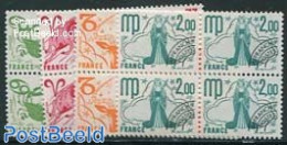 France 1978 Precancels 4v, Blocks Of 4 [+], Mint NH, Science - Astronomy - Nuovi