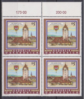 1986 , Mi 1840 ** (3) - 4 Er Block Postfrisch - 850 Jahre Stadt Korneuburg - Ungebraucht