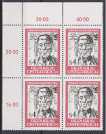 1986 , Mi 1841 ** (1) - 4 Er Block Postfrisch - 100. Geburtstag Von Oskar Kokoschka - Neufs