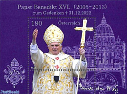 Austria 2023 Pope Benedict XVI S/s, Mint NH, Religion - Pope - Ungebraucht