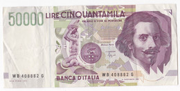 50000 Lire Gian Lorenzo Bernini 1992, N° WB 408882 G, Tres Beau Billet , à Garder Son Craquant D’origine - 50000 Liras