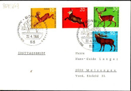 RFA Poste Obl Yv: 364/367 Für Die Jugend Gibier à Poils (TB Cachet à Date) Fdc Bonn 22-4-66 - 1961-1970