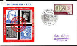 RFA Poste Obl Yv: 349 Mi:482 125 Jahre Briefmarken (TB Cachet à Date) Fdc Bonn 28-8-65 - 1961-1970