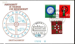 RFA Poste Obl Yv: 310/312 Sciences & Techniques (TB Cachet à Date) Fdc Bonn 14-8-64 - 1961-1970